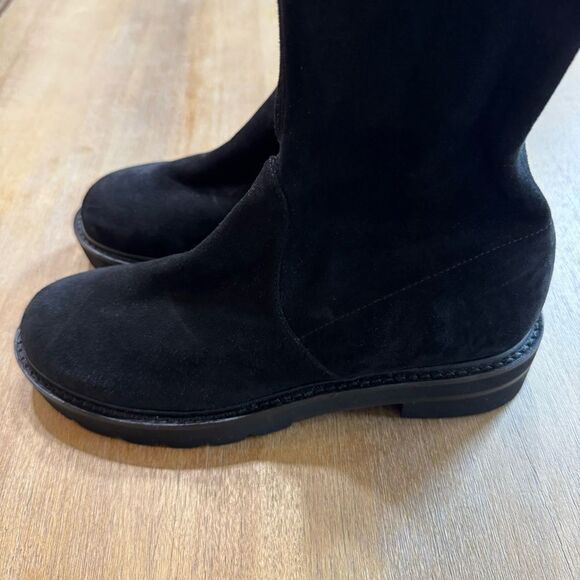 Stuart Weitzman Lowland Lift Stretch Suede Over the Knee Boots Black Size 7c - Picture 10 of 16